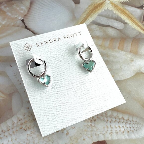 Kendra Scott Ari Heart Light blue illusion silver earrings - Picture 3 of 4